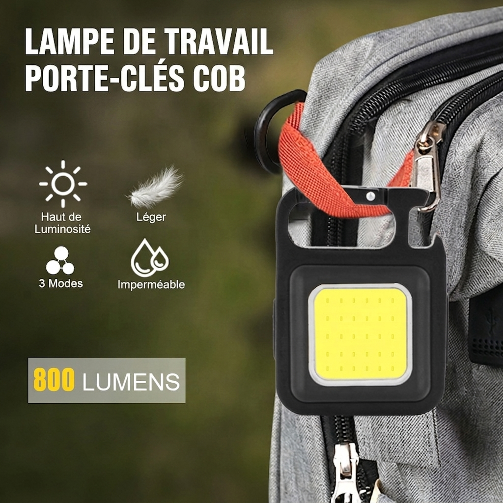 Lampe Porte-Clés COB – Éclairage Puissant Toujours avec Vous
