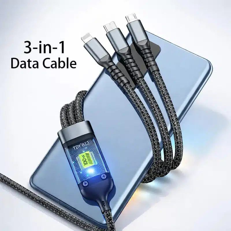 Câble de Charge 3-en-1 – Puissance 100W Charge Rapide