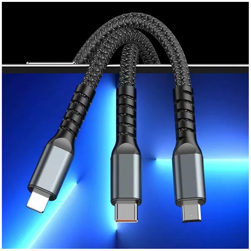 Câble de Charge 3-en-1 – Puissance 100W Charge Rapide